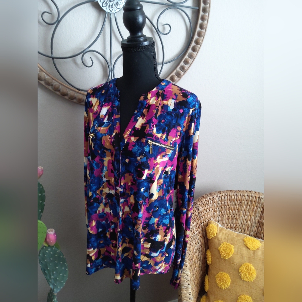 INC International Concepts Women's Floral Top - Blue and Pink - Picture 8 of 11